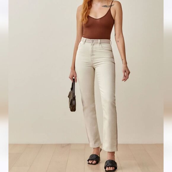 NWT Reformation Cynthia Tonal Reworked High Rise Straight Jean Wash Clay Size 27 - Picture 14 of 14